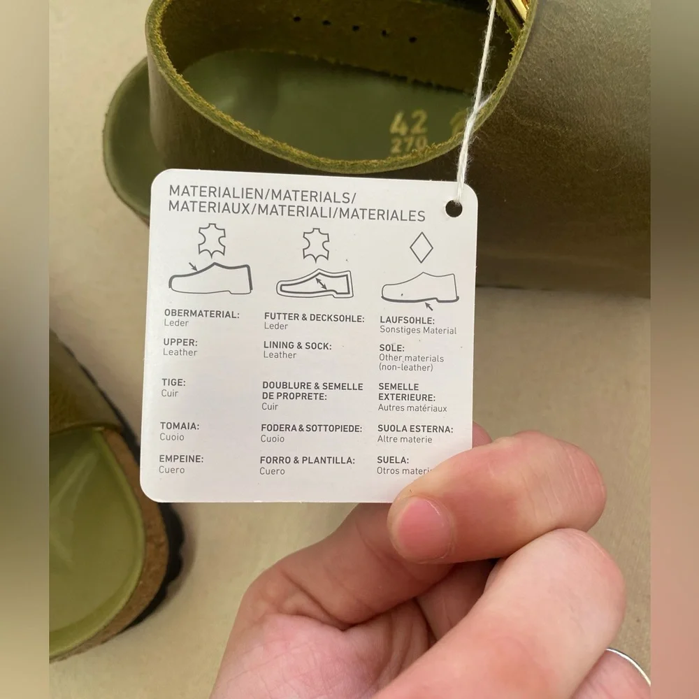 Birkenstock Milano Big Buckle Olive Green Sandals with Gold Hardware Accents W11 - Picture 8 of 11